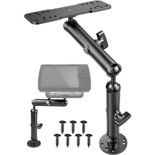Aluminum Fish Finder Mount with 14In Dual Rod Extended Arm Compatible with Garmin Lowrance Humminbird, Depth Finder Holder Fits for RAM Scotty C Size Marine Electronic Accessories, 1In C Size Ball