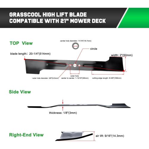 Grasscool LM2100SP High Lift Blade for EGO 21 Inch LM2101 LM2100 LM2102SP LM2142SP LM2114 56V Models Replace for AB2101