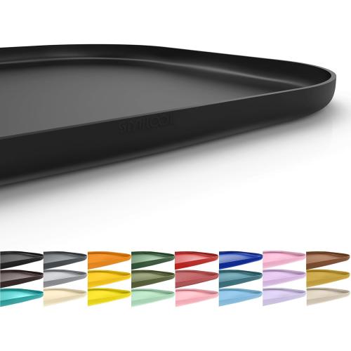 Silicone Pet Feeding Mat with Raised Edge for Food and Water, Dog Bowl Mats, Cat Bowls Placemat with High Lip for Floor Waterproof, Rubber Tray for Cats and Dogs 19 x 12 x0.7 Black