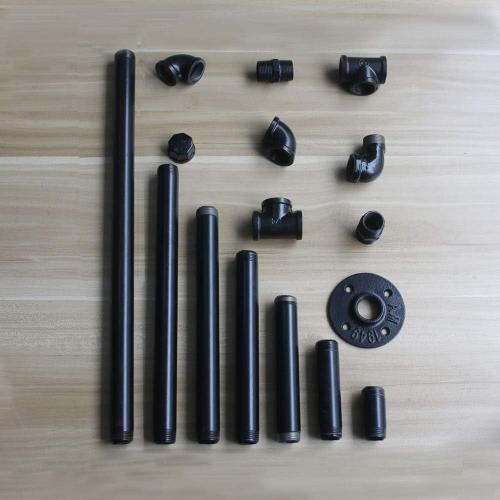 GeilSpace 6 Pack 18 Pre-Cut Black Metal Pipe, Industrial Steel Fits Standard Three Quarters Inch Black Threaded Pipes and Fittings - Vintage DIY Industrial Shelving (3/4 × 18)