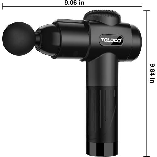 Black TOLOCO Massage Gun, Deep Tissue Back Massage for Athletes for Pain Relief, Percussion Massager with 10 Massages Heads & Silent Brushless Motor, Gifts for Fathers Day, Black