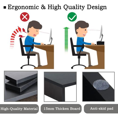 TEAMIX Wood Monitor Stand Riser-2 Pack, 2 Tier Adjustable Monitor Stand Dual Monitor Riser for 2 Monitors/Laptop/PC Black Computer Stand for Desk