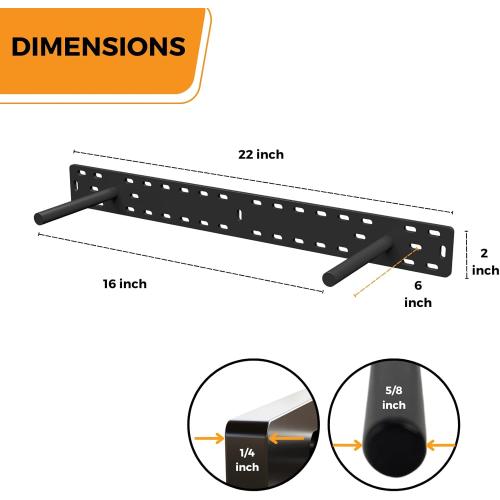 Set of 2 22x2x6 Color Black Real XL Heavy Duty Floating Shelf Brackets Designed for Long Custom Shelves, Hidden Floating Shelf Hardware, Perfect for Heavy Load in Kitchen, Garage, Mantle (6 inch Rod) Black