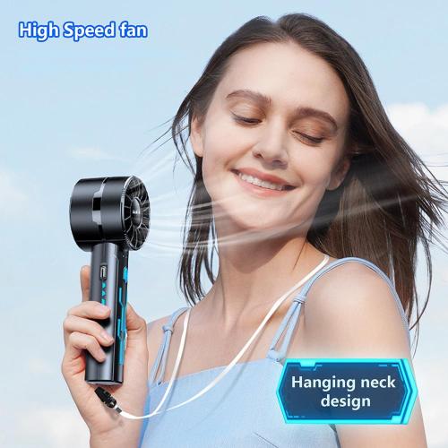 AaoLin 2pcs Portable Handheld Turbo Fan with 7000rpm High-Speed Motor USB Rechargeable Cooling Personal Fan 4-Speed, 4-16H Runtime, with Lanyard for Outdoor Travel, Women, Kids, Summer Gift