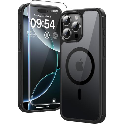 TAURI for iPhone 16 Pro Case, Compatible with MagSafe [Not-Yellowing] with Screen Protector, Military-Grade Protection, Slim Magnetic Phone Case for iPhone 16 Pro 6.3, Black
