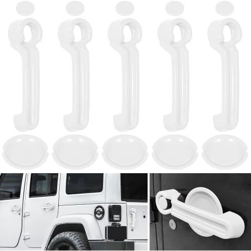 E-cowlboy Door Handle Cover Inserts Tailgate Handle Cover Recess Guard for 2007-2018 Jeep Wrangler JK JKU Sports Sahara Freedom Rubicon Unlimited Exterior Accessories (White 15PCS)