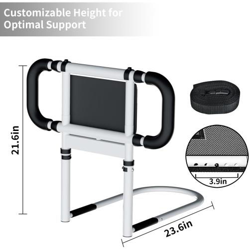 Color White Bed Rails for Elderly Adults Safety: Elderly Assistance Products with Adjustable Double Grips, Storage Pocket, Motion Sensor Light, Items for Elderly Bed Rail, Can Withstand 300lb(White)