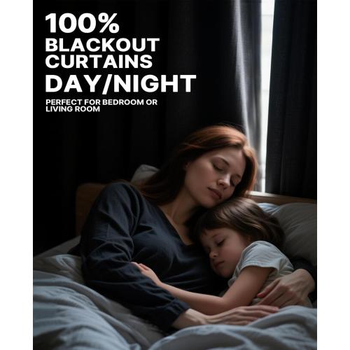 Blackout Curtains 96 Inch 2 Panels - 100% Light Blocking Thermal Insulated Noise Reducing, Linen Blend Hooked Pleat, Boho Farmhouse Style Drapes for Bedroom Living Room Cream