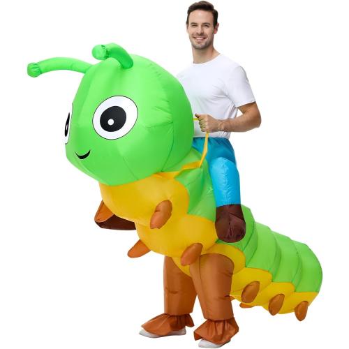 Inflatable Costume For Adults,Inflatable Caterpillar Riding Costume,Halloween Blow up Costume for Women Men Cosplay Parties