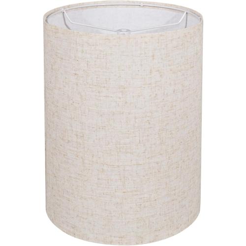Tall Drum Lamp Shade for Table Lamps, Floor Lamp, Cloth Lampshade 10 Top X 10 Bottom X 13 High, Beige Large Line Fabric, Easy Assembly