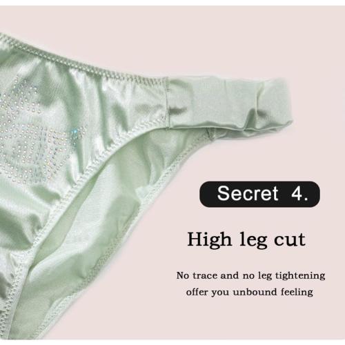 Womens XS 3pk Silk String Bikini Satin Panties Soft Smooth Briefs Frill Trim Ruched Cheeky Underwear