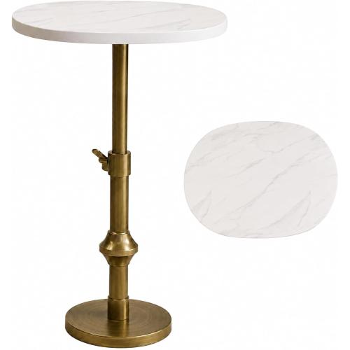 WHGBJA Adjustable Drink Table, Faux Marble Pedestal Side Table, 12“X30