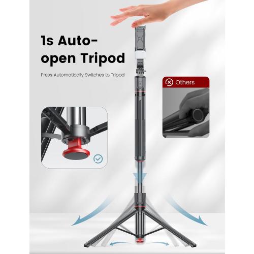 Selfie Stick Tripod with Light, 67'' Tripod with Wireless Remote, Portable Phone Tripod Compatible with iPhone 16/15 Pro Max/15/14 Pro/14/13, Samsung S22/ S23 Ultra/Android Smartphone