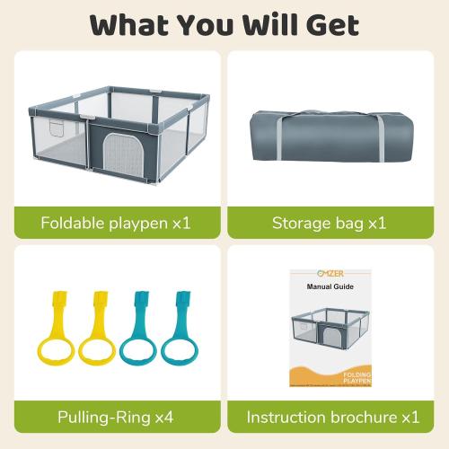 Foldable Baby Playpen - 71×79 Collapsible Play Pen for Babies and Toddlers - Indoor Outdoor Travel Playpen - Sturdy with Mesh View Portable Play Yard - Folding Play Pen with 4 Handles and Carry Bag