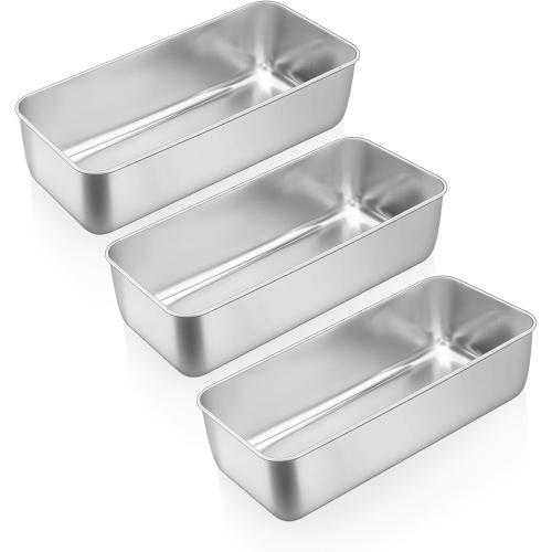 Kitchenware and Cooking tools -4 Pack, 12” x 5” Large Stainless Steel Loaf Pans, Long Metal Bread Baking Mold for Banana Cake Meatloaf Sourdough Lasagna, Nontoxic & Dishwasher Safe