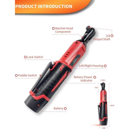 AOBEN Cordless Electric Ratchet Wrench Set, 3/8 12V Power Ratchet Tool Kit With 2 Packs 2000mAh Lithium-Ion Battery And Charger