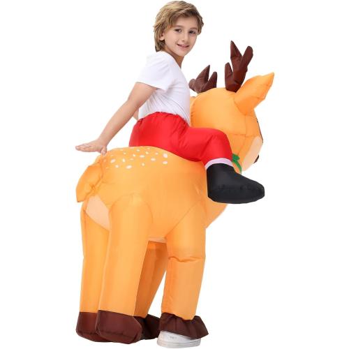 Inflatable Reindeer Costume Kids - Blow Up Elk Deer Halloween & Christmas Costume for Boys & Girls Cosplay