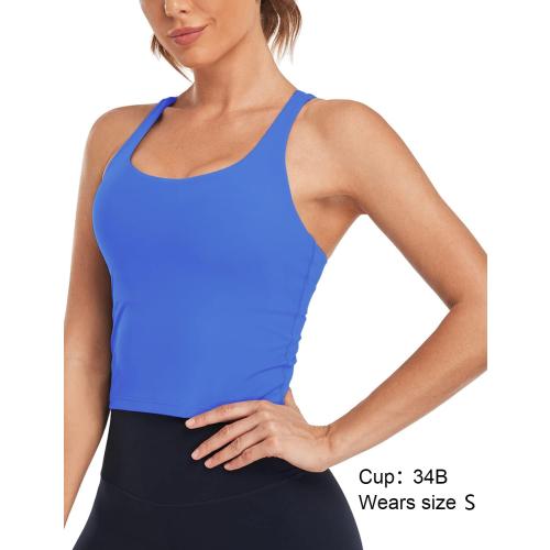 HeyNuts Longline Zeal Bras Medium Impact Wirefree Sports Bras Workout Tank Tops with Removable Pads, A-D Cups