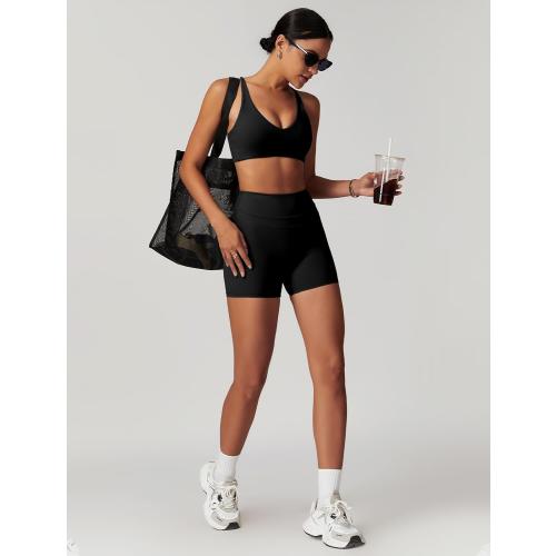 ABOCIW Workout Sets for Women 2 Piece V Neck Twist Back Sports Bra High Waist Biker Shorts Yoga Outfits