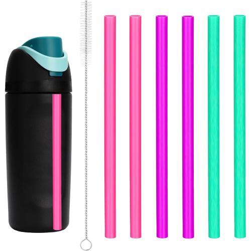 6pcs Straw Replacements for Owala FreeSip Kids 16 oz, Plastic Straws Reusable with Cleaning Brush Tumbler Cup Accessories Parts Compatible with Owala Water Bottle