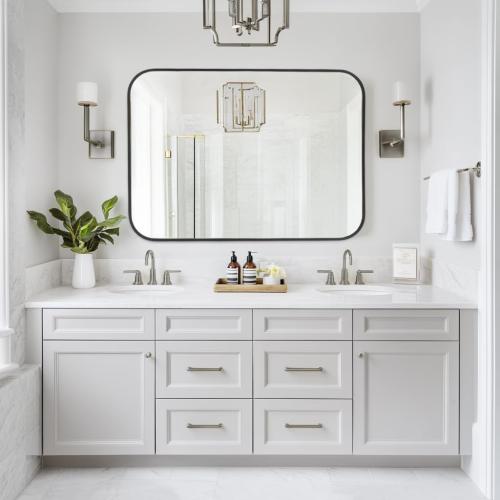 MZON 24x36 Inch Matte Black Bathroom Mirror, Rounded Rectangle Mirror for Living Room or Bathroom, Anti-Rust Frame & Tempered Glass, Horizontal/Vertical Mount - Luxe & Modern Home Decor