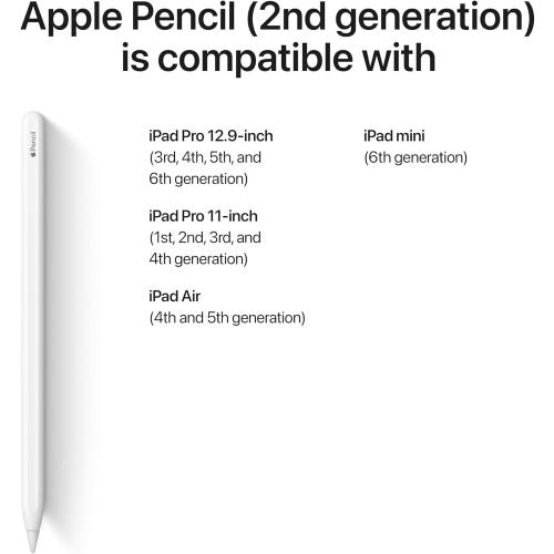 Apple Pencil (2nd Generation): Device Compatibility Check Required - Pixel-Perfect Precision, Perfect for Note-Taking, Drawing, and Signing documents. Attaches, Charges, and Pairs magnetically.
