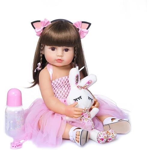 Wamdoll 22 inch 55CM Realistic Sweet Face Real Baby Size Reborn Toddler Newborn Girl Doll Crafted in Silicone Vinyl Full Body Children Birthday