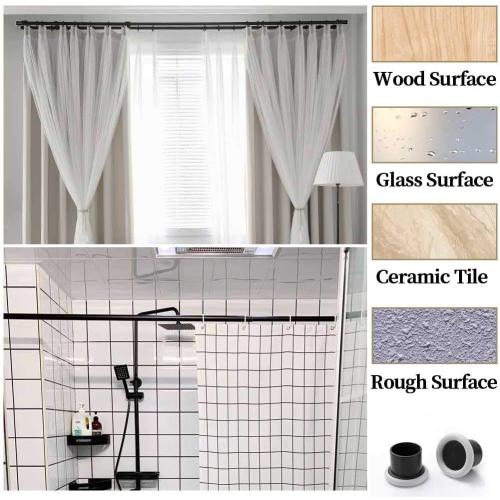 Room Divider Tension Curtain Rod For Windows 121 to 161 Inch,Extra Long Tension Rods Outdoor Curtain Rod, Adjustable Spring Window Tension Rod Pressure Extendable Curtain Rod,Black