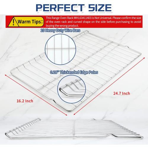 Range Standard Oven Racks MHL63411403 for LG Range Ovens, Stainless Steel Oven Shelf Rack Replacement Part, 24.7'' Wide x16.2'' Deep