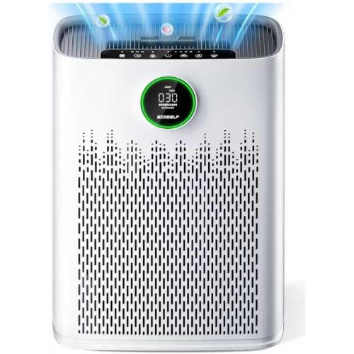 Air Purifiers for Home Large Room, Cover Up to 2400 Ft² with True HEPA Filter, Smart Mode, PM2.5 Air Quality Display, 22dB Sleep Mode, Aromatherapy with 2X-Purification & 360°Air Outlet, HAP603, White
