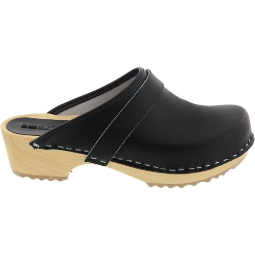 Size 42..Bjork Maja Wood Open Back Leather Clogs