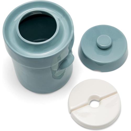 Fermentation Crock Jar Sauerkraut Crock -For Onggi Kimchi Pot (1.3 Gallon) Ceramic Fermenting Crock with Glazed Weights for Fresh Chinese Pickle, Kimchi & Kombucha - Stoneware Pickling Crock