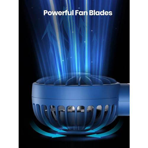 Warmco Mini Portable Fan 2-Pack - 3 Speed Rechargeable Handheld & Desk Fan with Base, Compact Cooling for Travel, Makeup, Summer Gift (Blue & Pink)