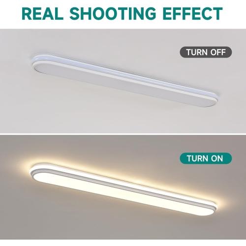 Smart 4Ft Linear LED Ceiling Light, 68W Dimmable Flush Mount Wraparound Fixture with Remote Control, Modern Metal Design, Suitable for Energy-Saving LED Lighting for Home Use