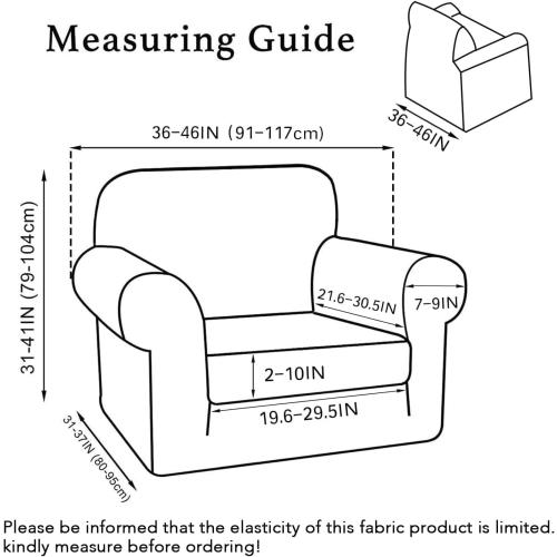 Turquoize 2 Piece Chair Covers for Living Room Armchair Cover Armchair Slipcovers with Arms Feature Thick Jacquard Fabric (Chair,Biscotti Beige)