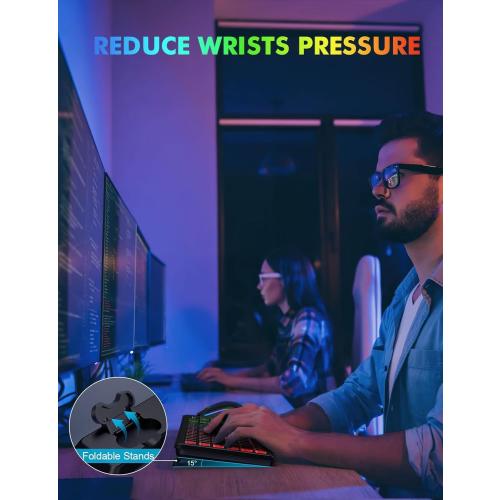Wireless Keyboard - RGB Backlit, Rechargeable & Light Up Letters, Full-Size, Ergonomic Tilt Angle, Sleep Mode, 2.4GHz Quiet Keyboard for Mac, Windows, Laptop, PC - missing mouse