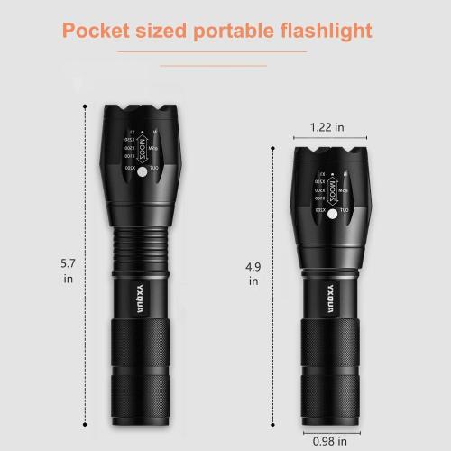 2 PCS USB Rechargeable Flashlights, 8381 High Lumens Lights, 3 Modes, Zoomable & Waterproof Super Bright Flash Light for Camping, Hiking, Emergency Hurricane(5.1 in)