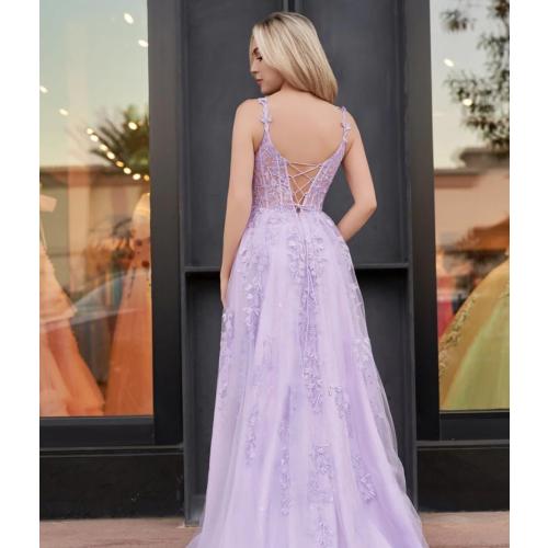 SIZE 2 Long A Line Tulle Prom Dresses for Women Spaghetti Straps Lace Appliques Formal Evening Gown