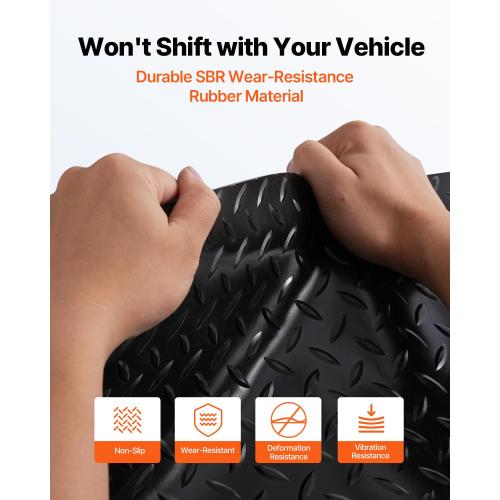 VEVOR Rubber Flooring Roll, 4 x 15 ft SBR Diamond-Plate Rubber Mat, 3mm Thickened, Easy to Clean, Customizable Size, Non-Slip Floor Protector Mat for Under Cars, Garage, Warehouse, Industry Gym, Black