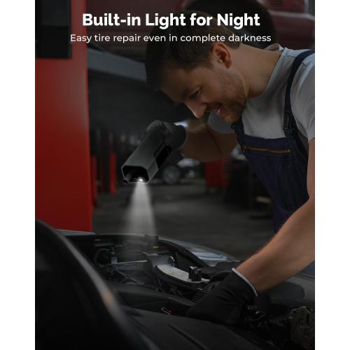 Tire Inflator Portable Air Compressor, 1 Min Fast Inflation Cordless Bike Pump with Digital Pressure Gauge LED Light, 150 PSI Electric Air Pump for Car Tires, Bicycle, Motorcycle, Ball (Grey)