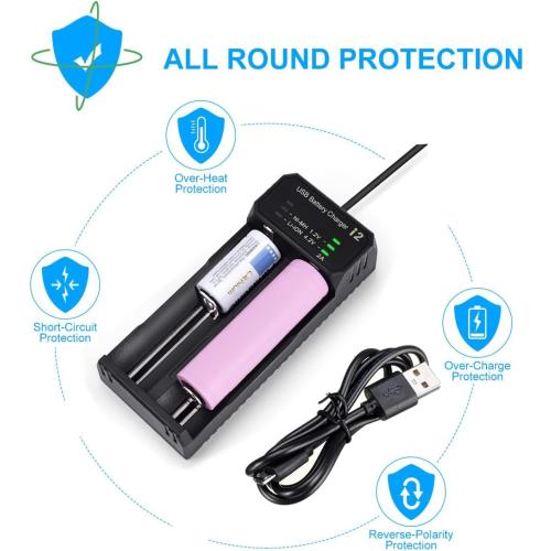 18650 Battery Charger for 3.7V/3.6V Li-ion Batteries 26650 18650 21700 14500 16340(RCR123), Ni-MH/Ni-Cd AA AAA C Batteries-Upgraded