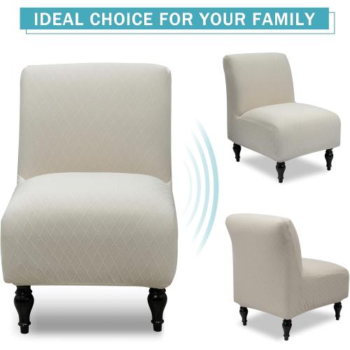 Armless Accent Slipper Chair Cover Slipcover,Stretch Spandex Removable Jacquard Non-Slip Silp Cover for Accent Chair Without arms Furniture Protector for Living Dining Room