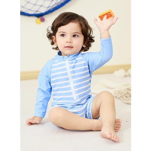 uideazone Baby Toddler Boys Zipper Rash Guard Swimsuit UPF 50  One Piece Beach Swimwear Bathing Suits 3-36 Months