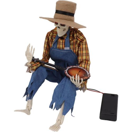 Halloween Cowboy Skull Statue, Luminous Eyeball Lightweight Simulation Details Halloween Cowboy Skeleton Figures for Study 2 pack