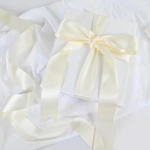 Double Face Ivory Satin Ribbon 1-1/2 inch X 50 Yards Polyester Ivory Ribbon 2 pack