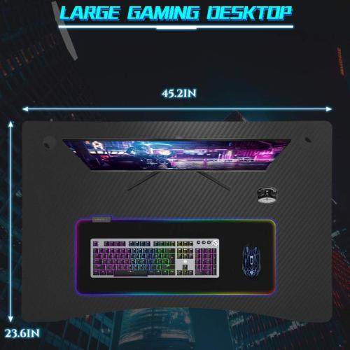 FDW Computer Desk,Gaming Desk 45.2 inches Student PC Desk Writing Desk Office Desk Extra Large Modern Ergonomic Racing Style Table Workstation Carbon Fiber Cup Holder Headphone Hook
