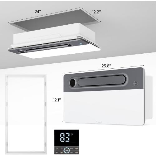 Bathroom Fan with Light Heater, Ventilation, Remote Control,Quiet Exhaust, 4-in-1 Design for Heating, Lighting, Ventilation & Air Circulation for Comfort in Any Season