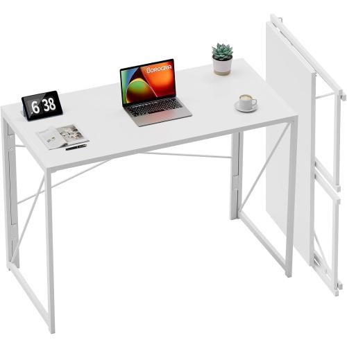 Harper white 100*50*72 cm Folding Desk White Desks, Foldable Computer Desk Spaces Saving Writing Table for Bedroom, Home Office, Dorm, Apartment, Kids