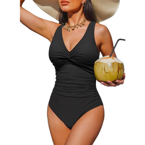 Holipick Women Medium Black Tummy Control One Piece Swimsuit - Push Up Bathing Suit Full Coverage Slimming Swimwear