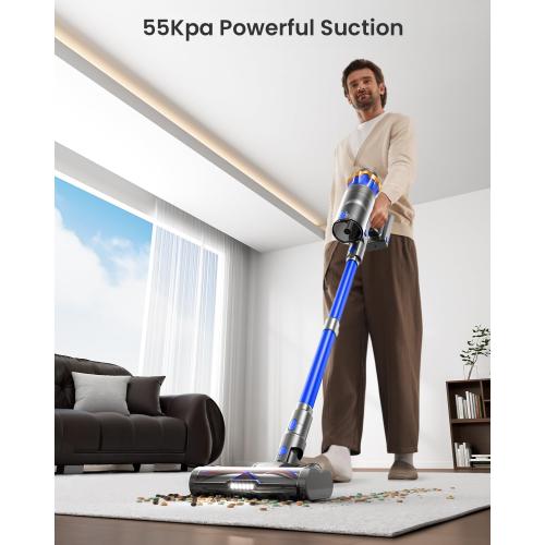 Cordless Vacuum Cleaner, Upgraded 650W 55KPA 70Mins Cordless Stick Vacuum Cleaner with Self-Standing and Touch Screen, Anti-tangle Wireless Vacumm, Vacuum Cleaners for Home/Pet Hair/Carpets/Floors